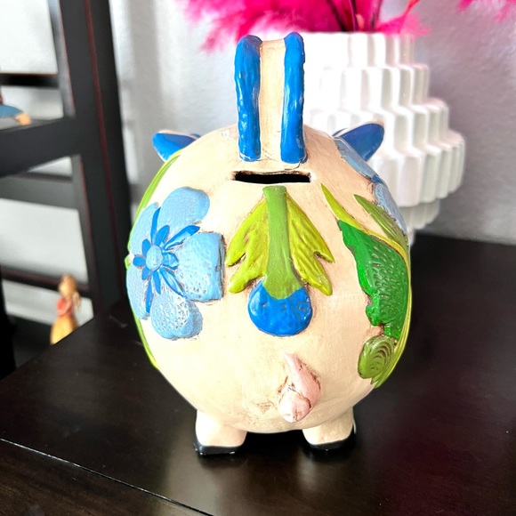 Vintage Colorful Large Piggy Bank - Picture 4 of 8